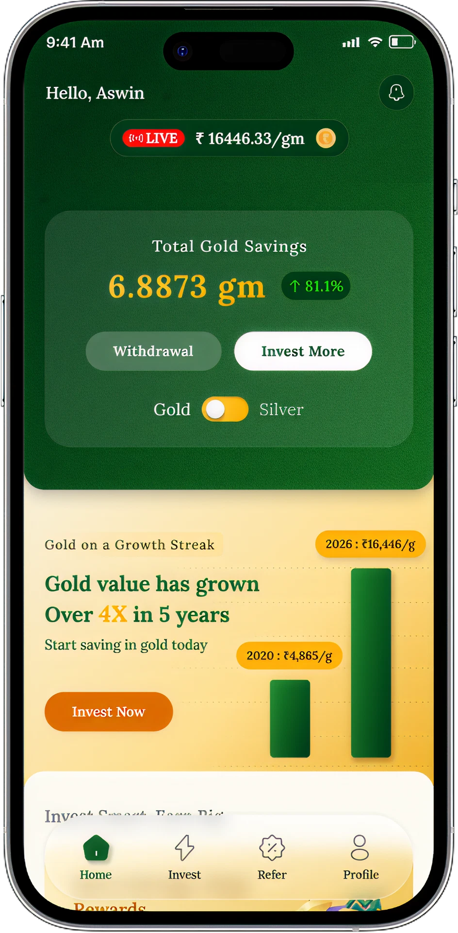 Gold App Screen